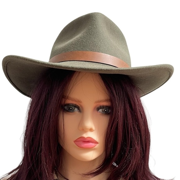 Boutique 100% Wool Olive Fedora Made in USA with Leather Trim NWT Unisex - Picture 2 of 15